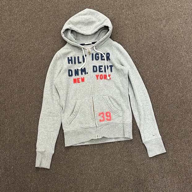 S)타미힐피거 빈티지 여성 아플리케 로고 후드집업