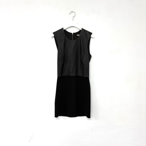 Helmut Lang Leather Trim Mini Dress