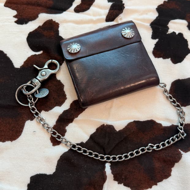 RRL 콘초 레더 체인 월렛 브라운 가죽 반지갑 더블알엘