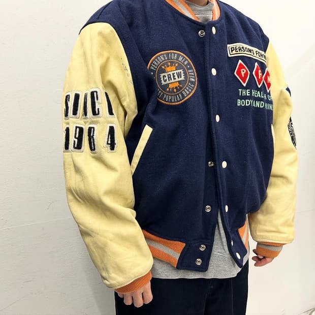 PERSONS 바시티자켓 야구 점퍼 네이비