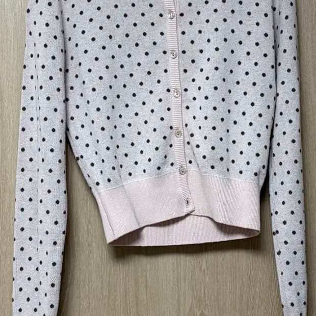 스컬프터 도트 가디건 핑크브라운