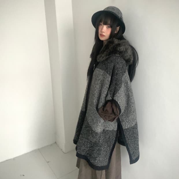 Cape fur coat