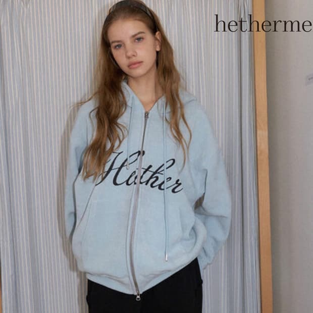 헤더먼트 보아 후드집업 베이비블루