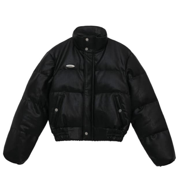 보헤미안서울 레더 덕 다운 메탈 로고 패딩