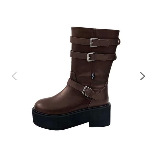 애즈온 마야 미디 버클 부츠 브라운 235