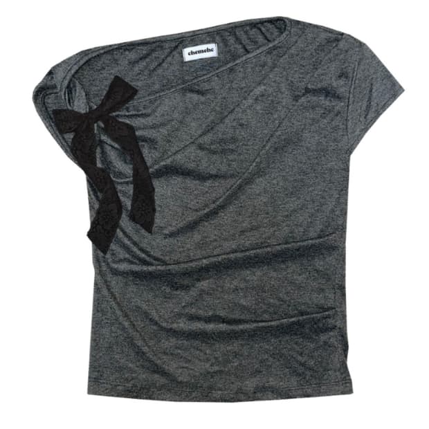체메씨 Drape twist ribbon t-shirt