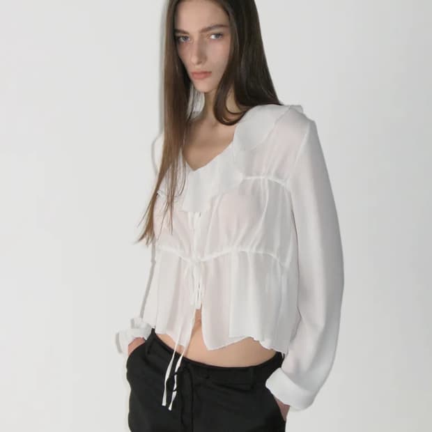 썬번프로젝트 Frill Tiered Blouse, IVORY 햐