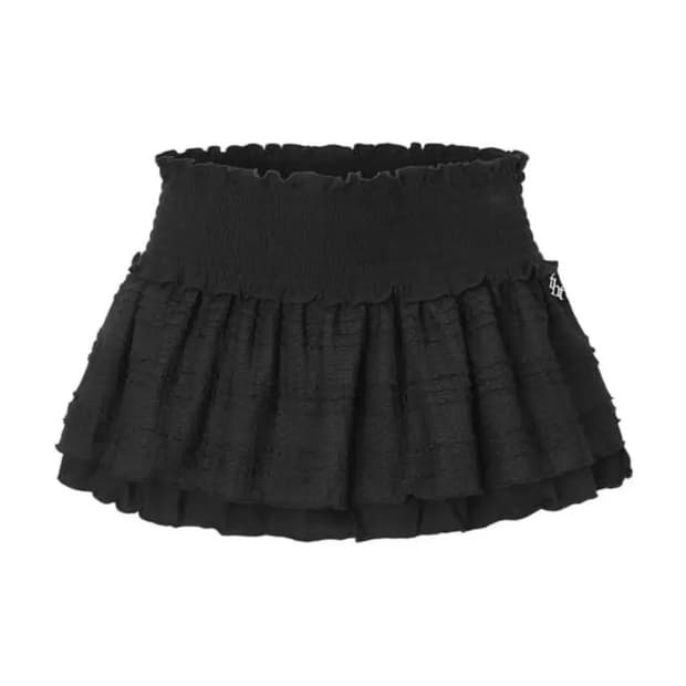 쓰리타임즈 스모크 스커트 치마 블랙