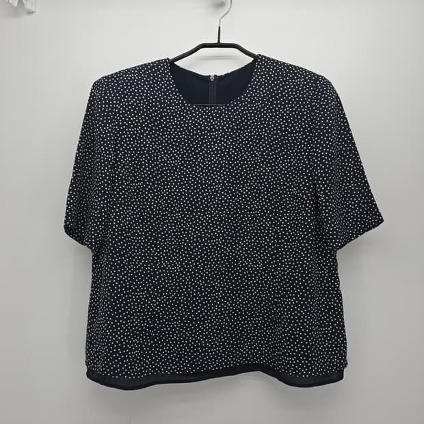 일본 빈티지 블랙 잔도트 반팔 블라우스