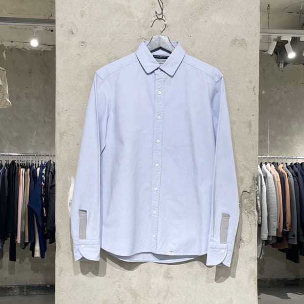 컬러 비콘 스카이 블루 커프스 패널 옥스포드 셔츠 