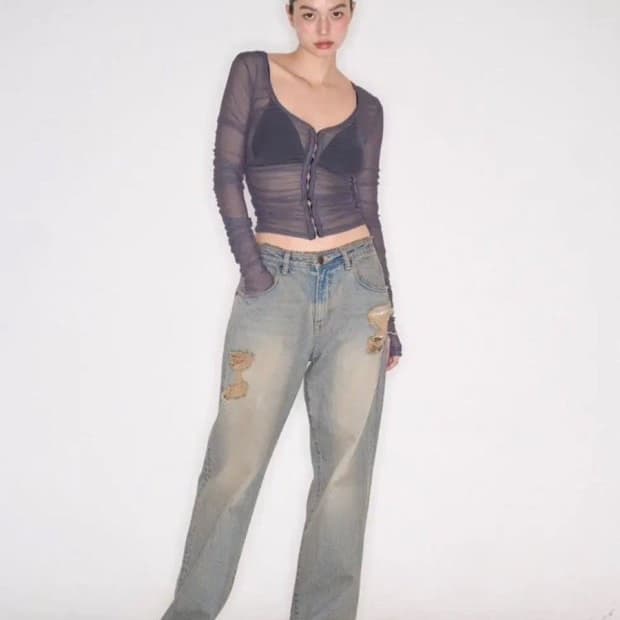 플노팔 Scarlett See-Through Shirring Top