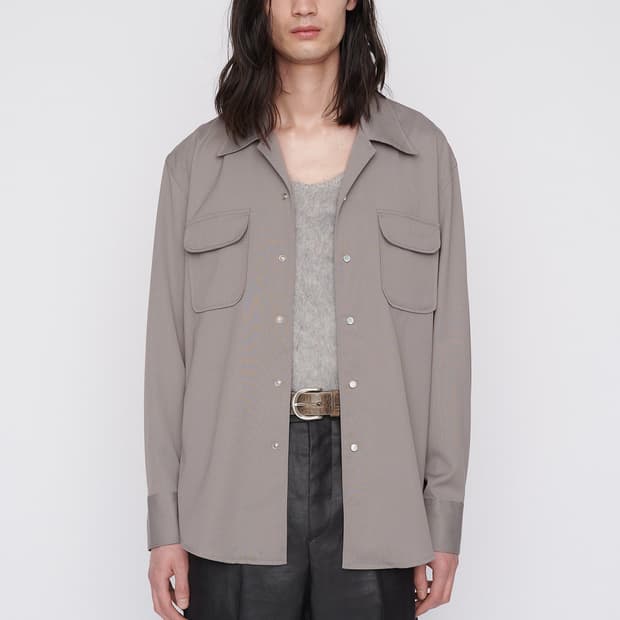 새제품) 아워레가시 테크울 포코 셔츠 자켓 블루그레이 50/ 르메르준지