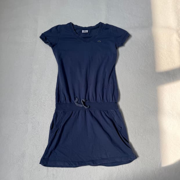 36 라코스테 블루 브이넥 미니 원피스 0304T