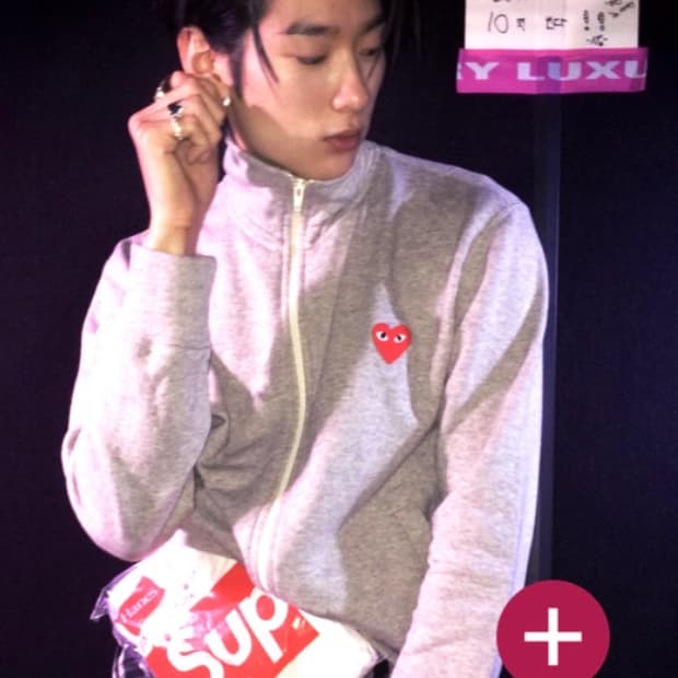 플레이 꼼데가르송 5 하트 후드 집업 그레이