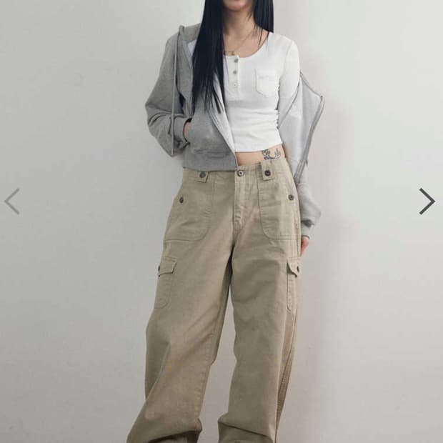 애즈온 카고 팬츠 베이지 s