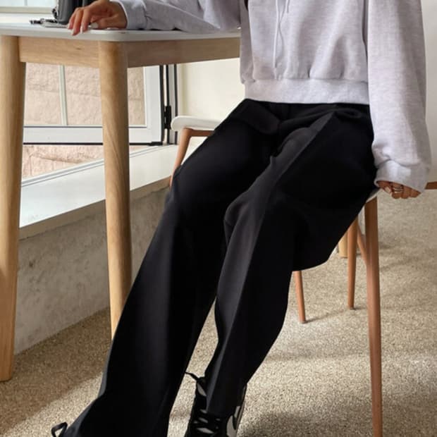 블랙 펀틱슬랙스 팬츠