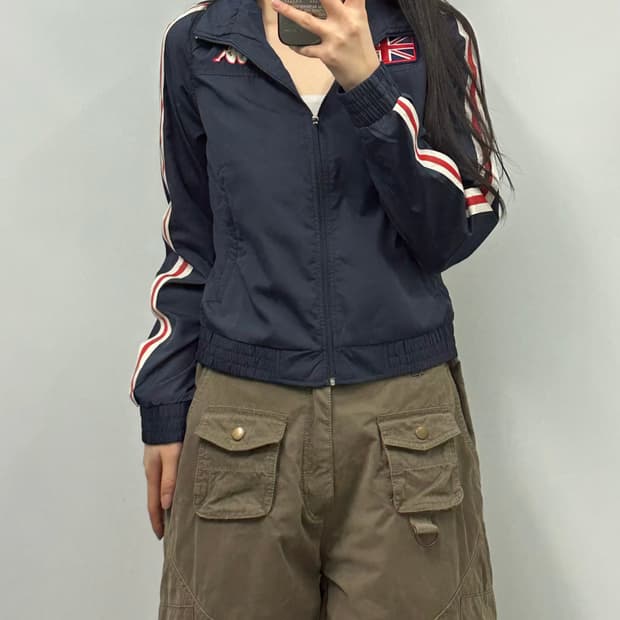 카파 y2k 와투케 잉글랜드 네이비 트랙탑 져지