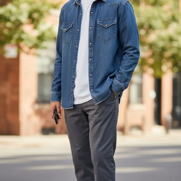 ZARA MAN 슬림핏 데님 셔츠