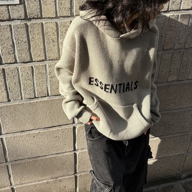 에센셜 니트 풀오버 후디