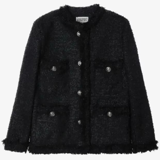 카키포인트 트위드 롱 블랙 새상품