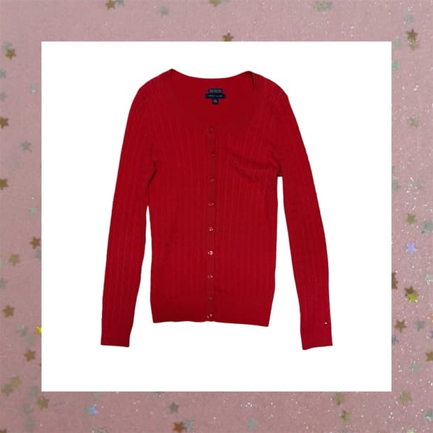 타미힐피거 꽈배기 니트가디건