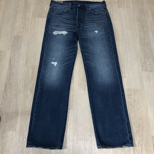 (34) 리바이스 501 150 주년 스트레이트핏 디스트로이드 연청데님