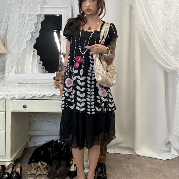 black oriental pattern skirt