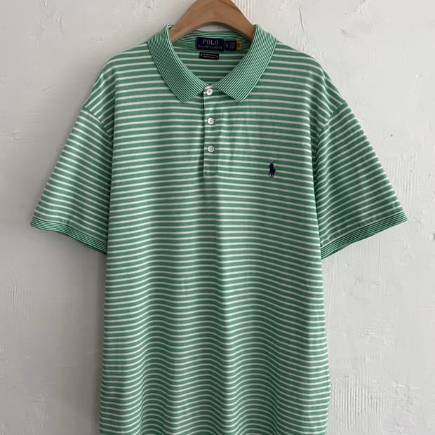 Polo 폴로 랄프로렌 QR신형 라이트그린 단가라 PK 티셔츠