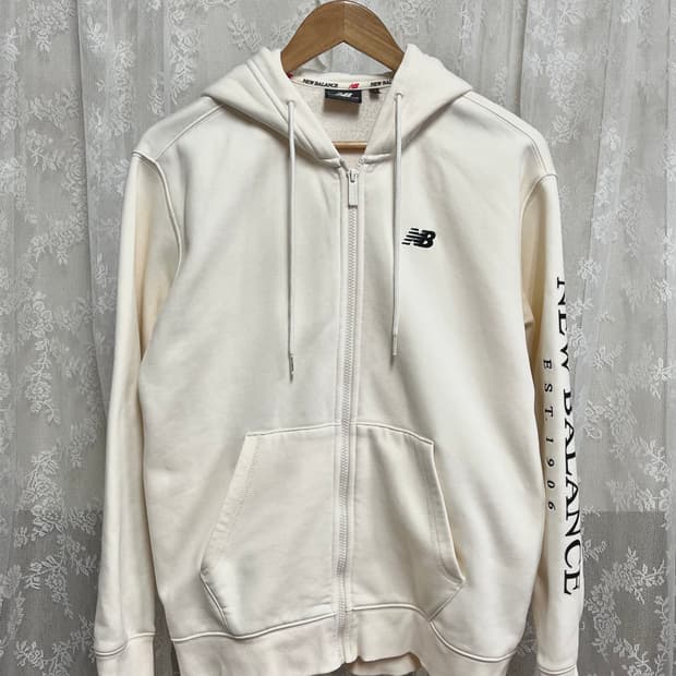 95) 뉴발란스 기모 후드집업 아이보리