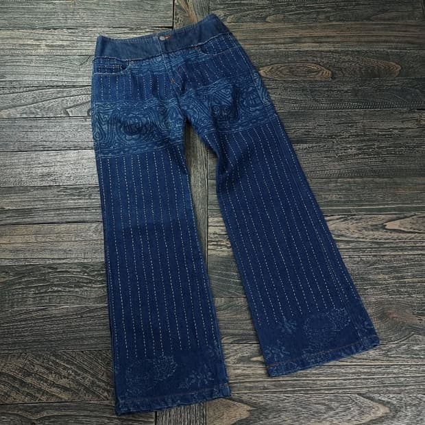 [장폴고티에] 아카이브 에스닉 패턴 플레어 데님 팬츠 청바지 P01330