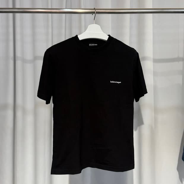 (L) 발렌시아가 로고 반팔 티셔츠