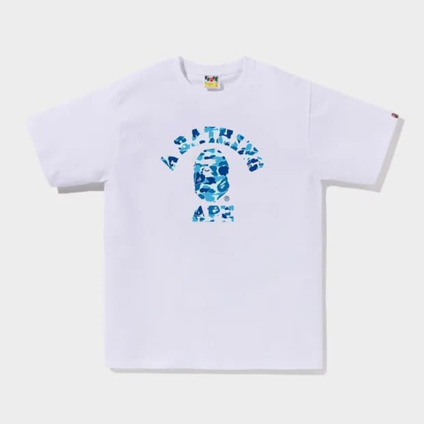 (L) 베이프 ABC 카모 컬리지 티셔츠 화이트블루
