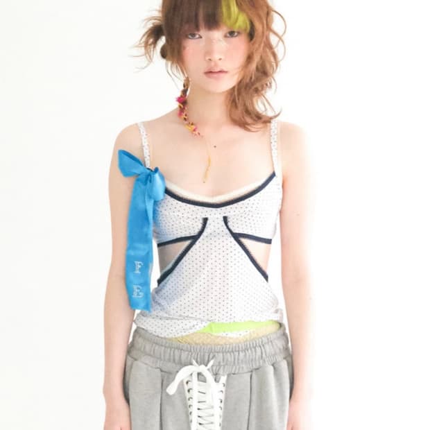 샵페어리 도트 란제리 캐미솔 슬리브리스