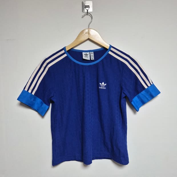 아디다스Adidas 삼선 져지 크롭 반팔티셔츠 XL - T143