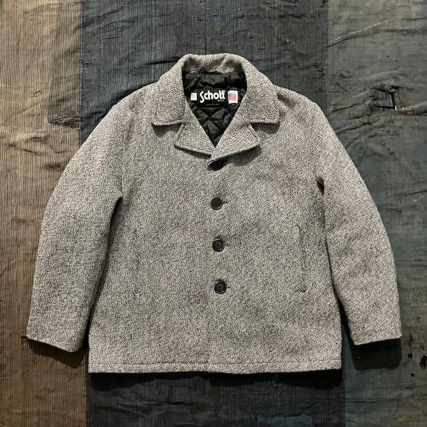 90s USA 쇼트 Schott 울 4버튼 싱글 하프 피코트