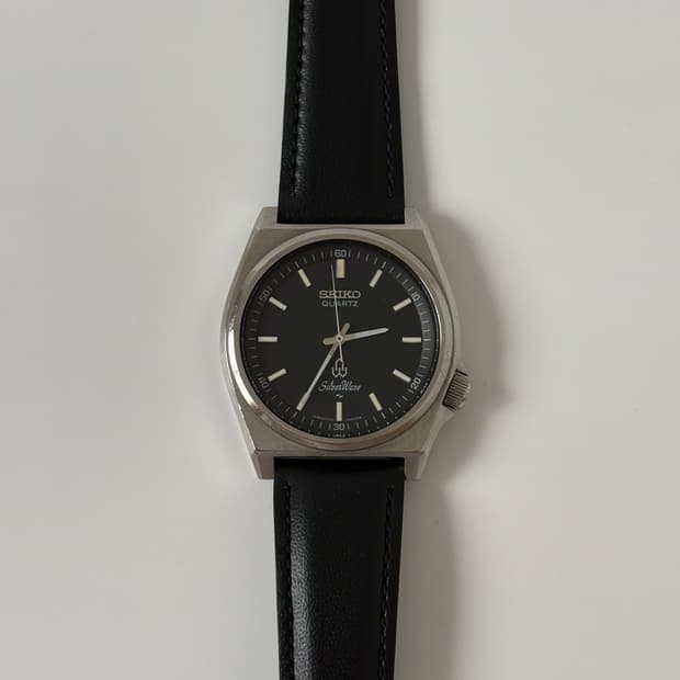 1980s Silverwave Black Silver Quartz