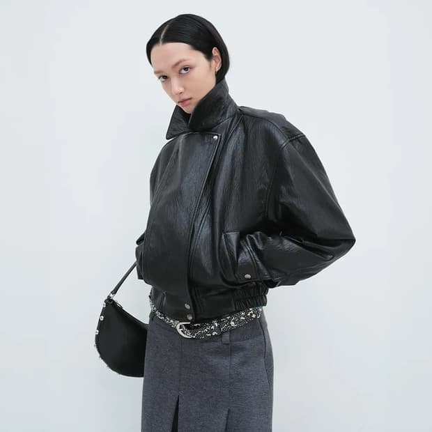 윤세 레더자켓 Faux Leather Jacket (Black)