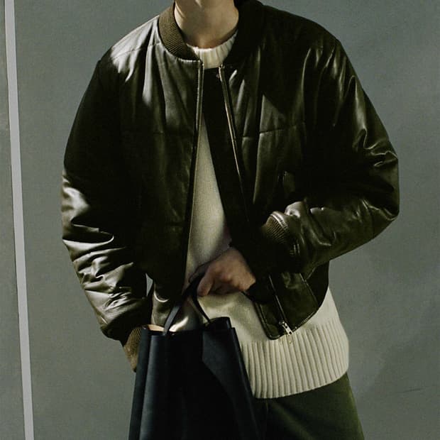 COS 코스 우먼 패디드 레더 봄버 재킷 M