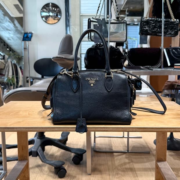 프라다 블랙 사피아노 투웨이 토트백 