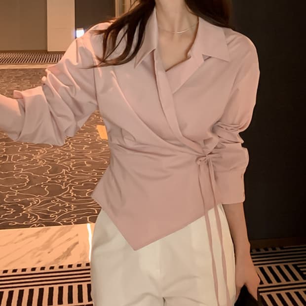 [달리호텔]Dali made 비기닝 랩리본 스트랩 셔츠블라우스