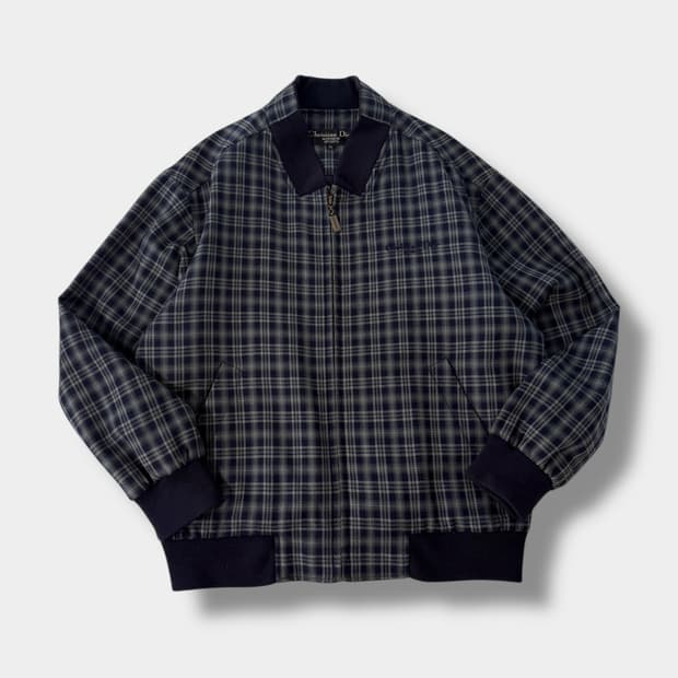 크리스찬 디올 90‘s 루즈핏 울 체크 블루종 자켓