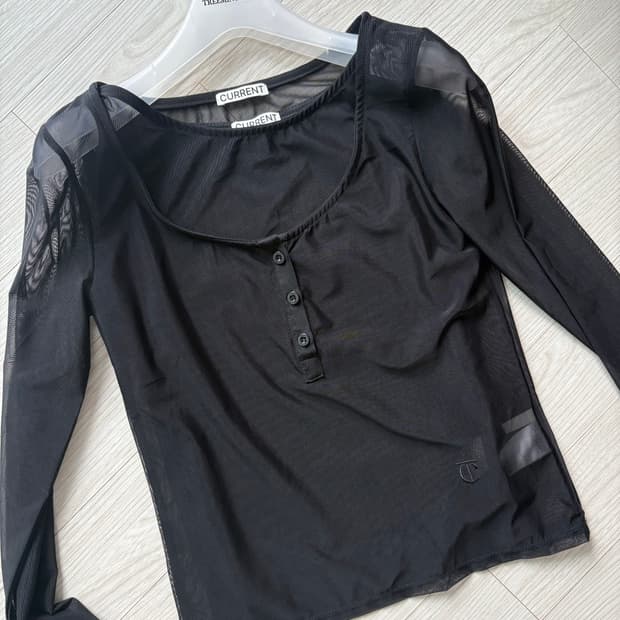 SHEER DOUBLE LAYERED TOP [BLACK]