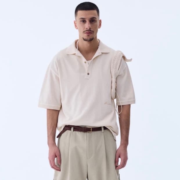렉토 RECTO 23SS 피그먼트 카라 티 L / 1회착 S급