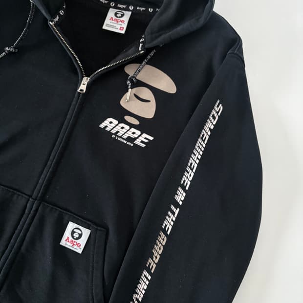 Aape 에이프 블랙컬러 후드집업