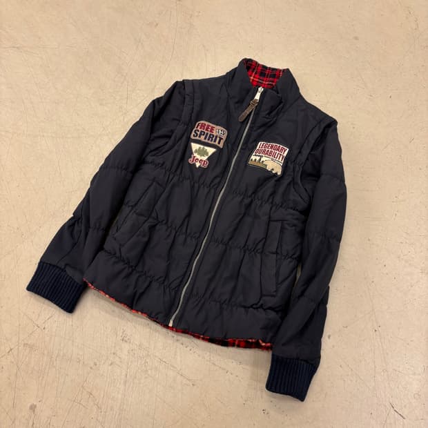 지프 패치 컨버터블 누빔 점퍼