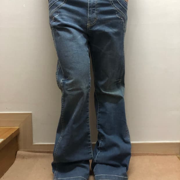 빈티지 데님 큐빅 팬츠