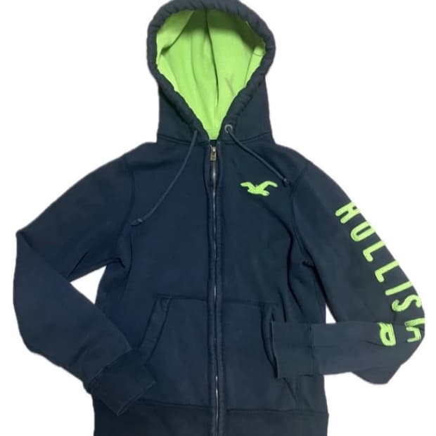 홀리스터 네온 라임 포인트 후드집업