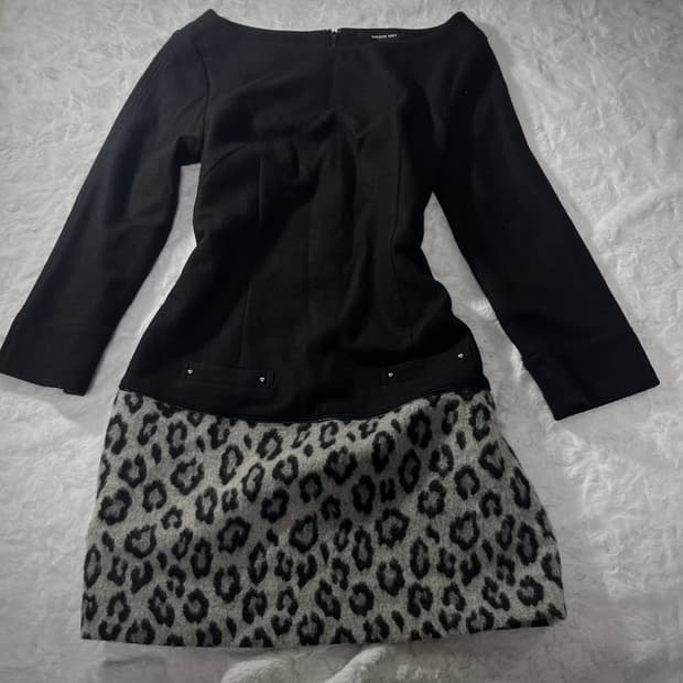 mayson grey 오네갸루 회색 호피 울 원피스