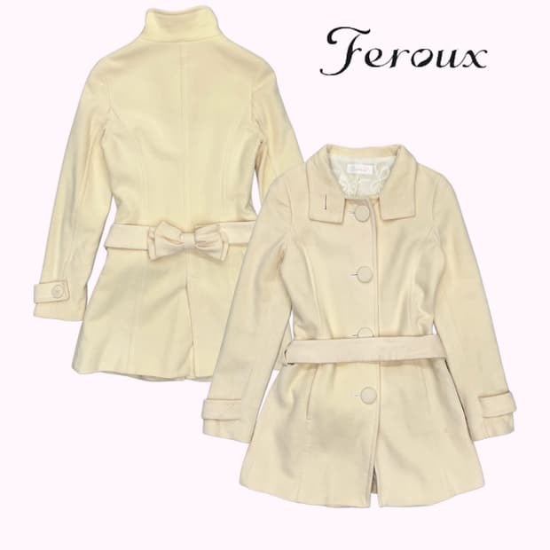 FEROUX glitter yellow ribbon belted coat