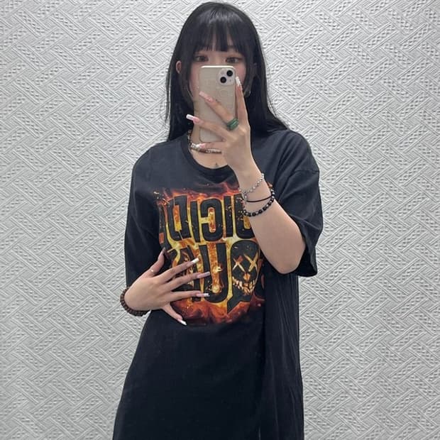 수어사이드스쿼드 빈티지 스트릿 락펑크 반팔티 XL C12173
